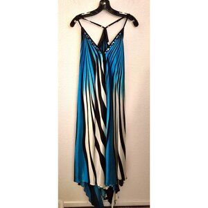 Colorful Boho Embelished Striped Maxi Dress Handkerchief Hem Size S* NWT